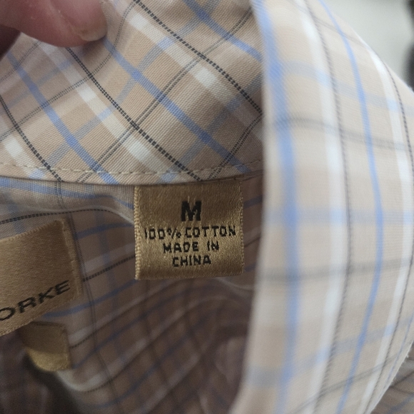 Roundtree & Yorke Gold Label Light Brown And Blue Button Down Shirt Size Med - Picture 2 of 4